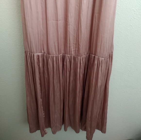 Banana Republic Soft Satin Blush Pink Sleeveless Ruffle Maxi Dress Size 8 - Picture 13 of 15